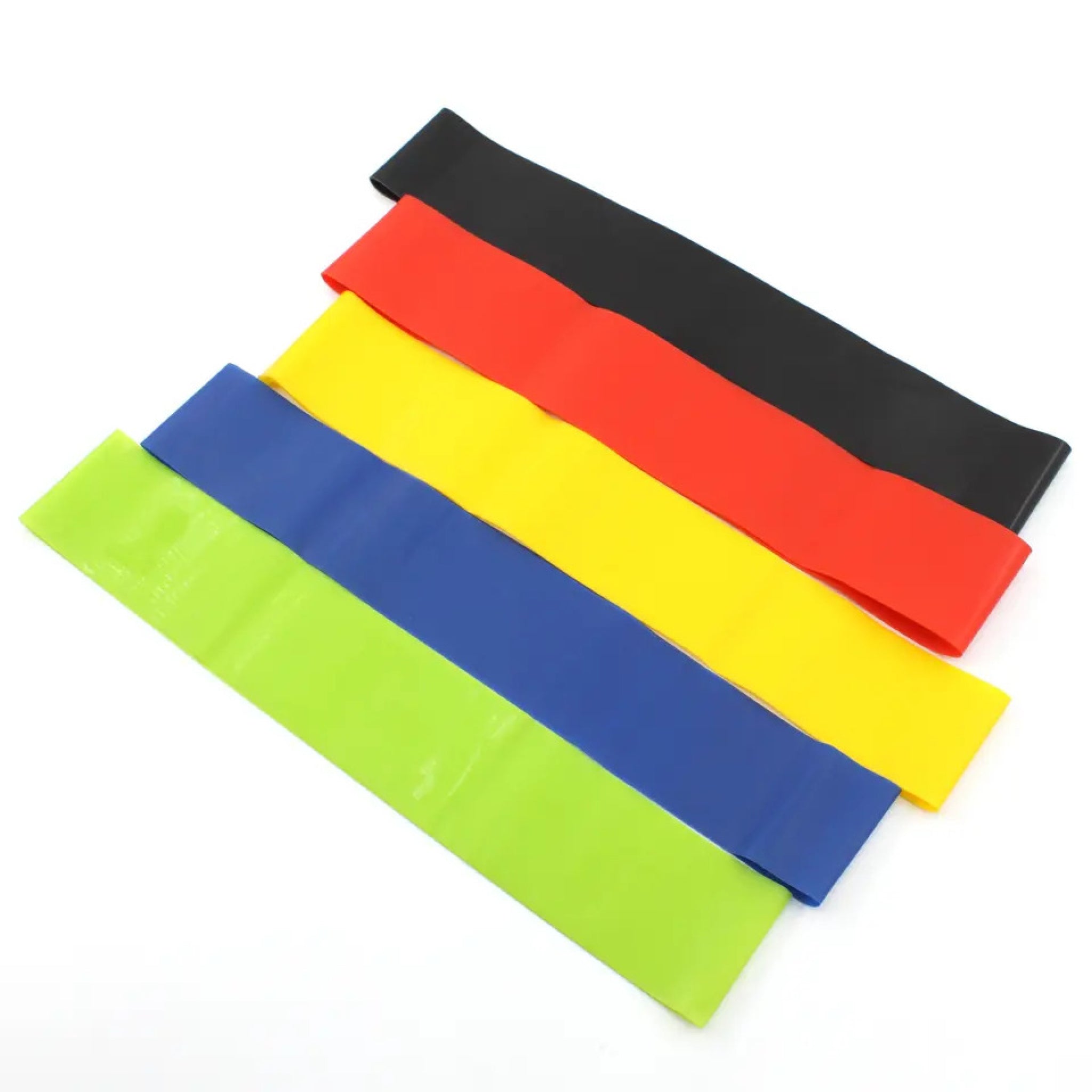 Multi-Colored Resistance Bands Lined Up at Express Gym Supply