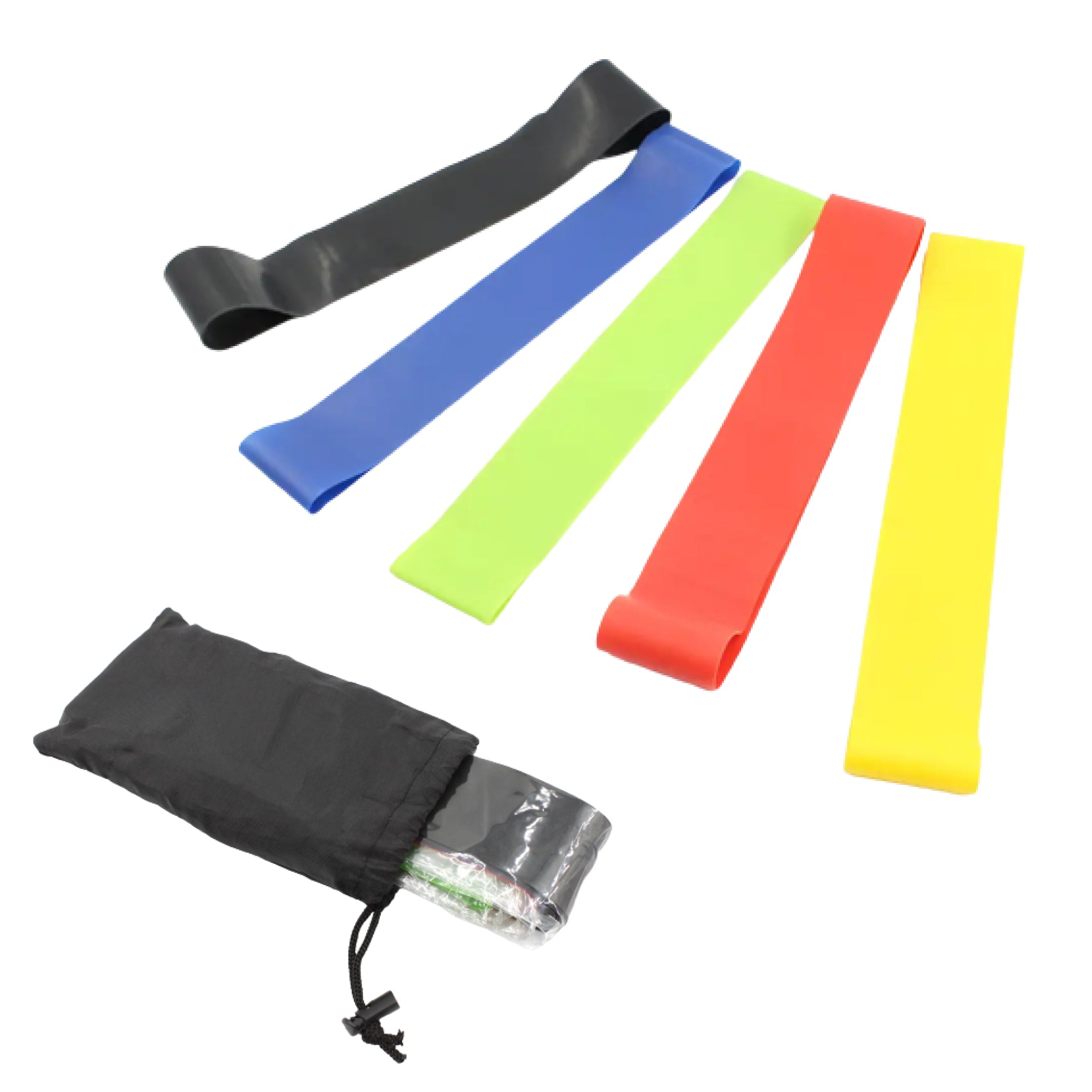 Multi-Colored Resistance Bands Set with Carrying Bag at Express Gym Supply
