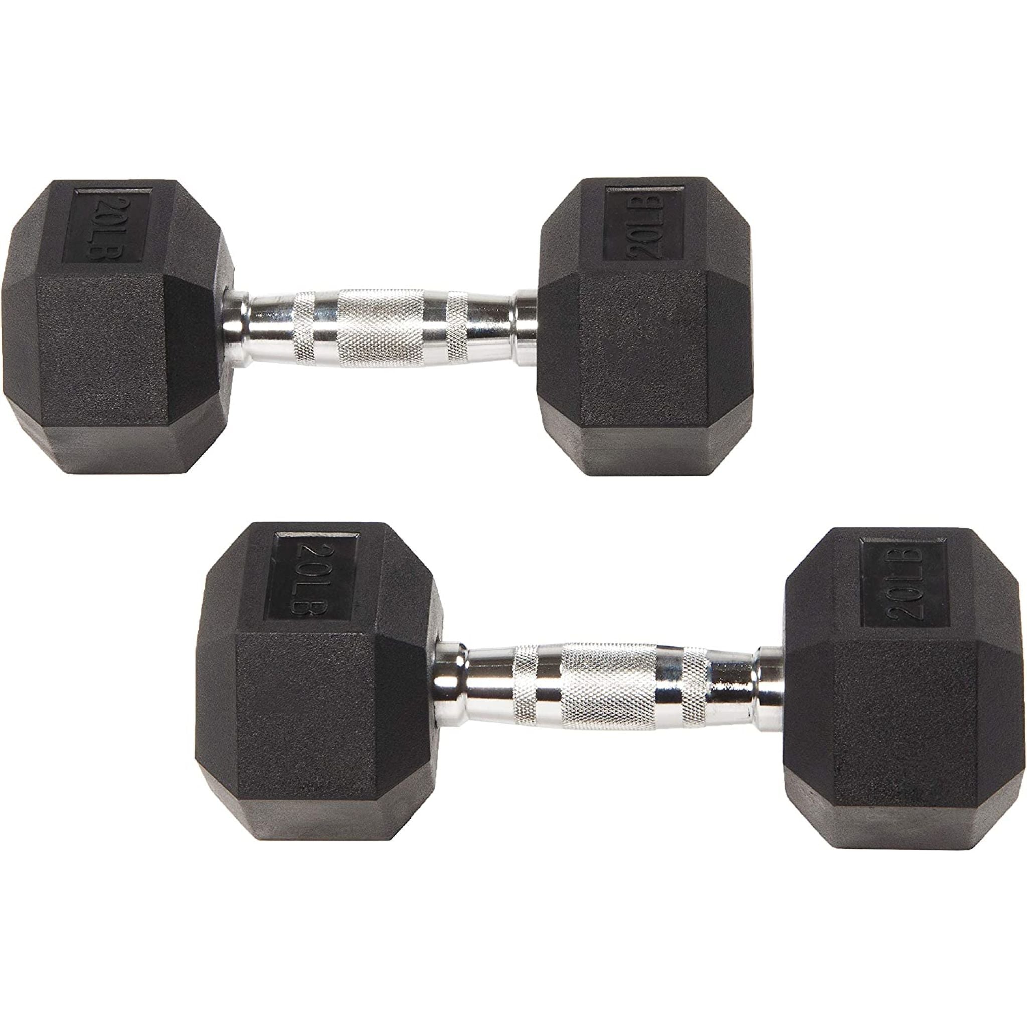 20Lb rubber hex dumbbells pair at Express Gym Supply