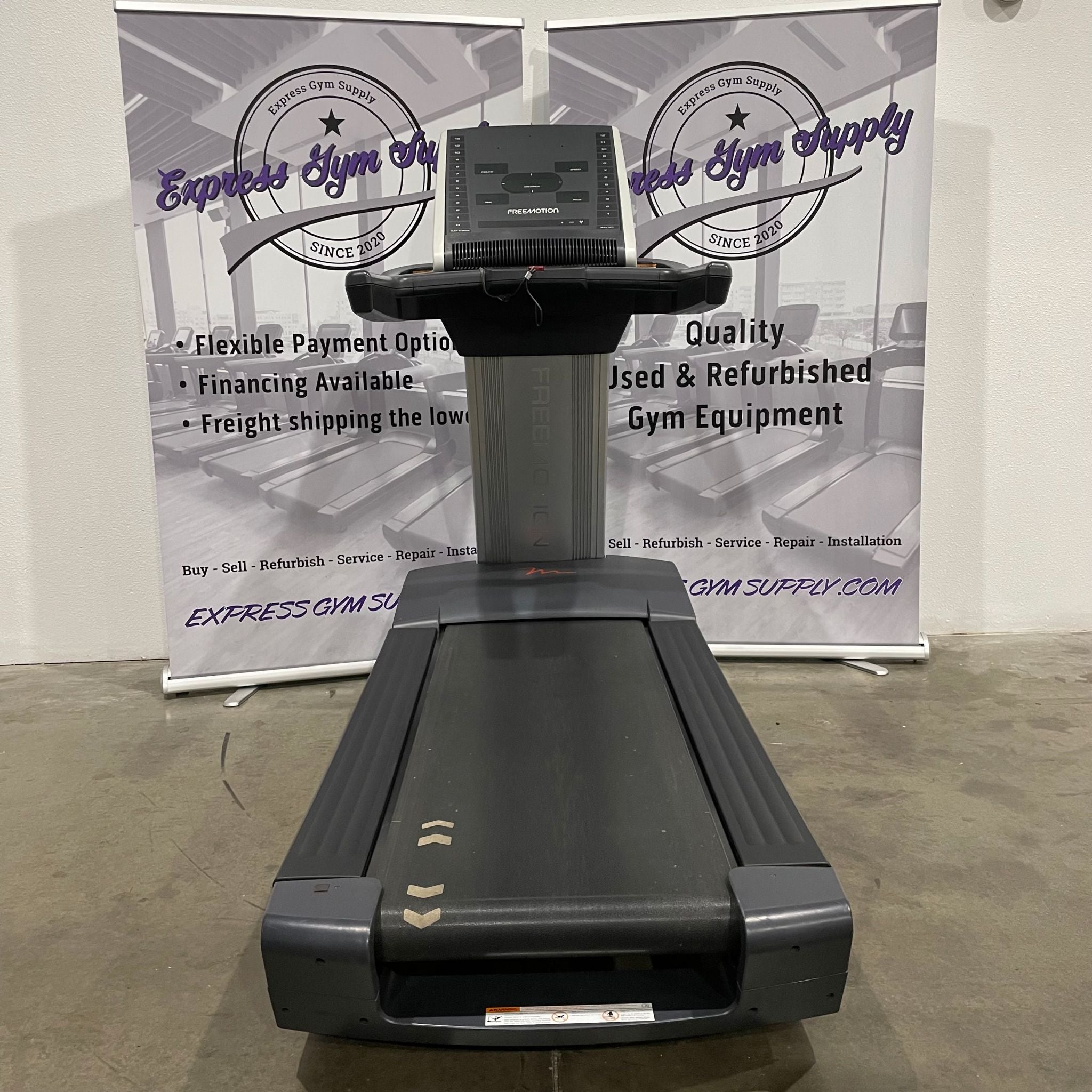 Front view of the Freemotion Reflex t11.3 Treadmill in Warehouse