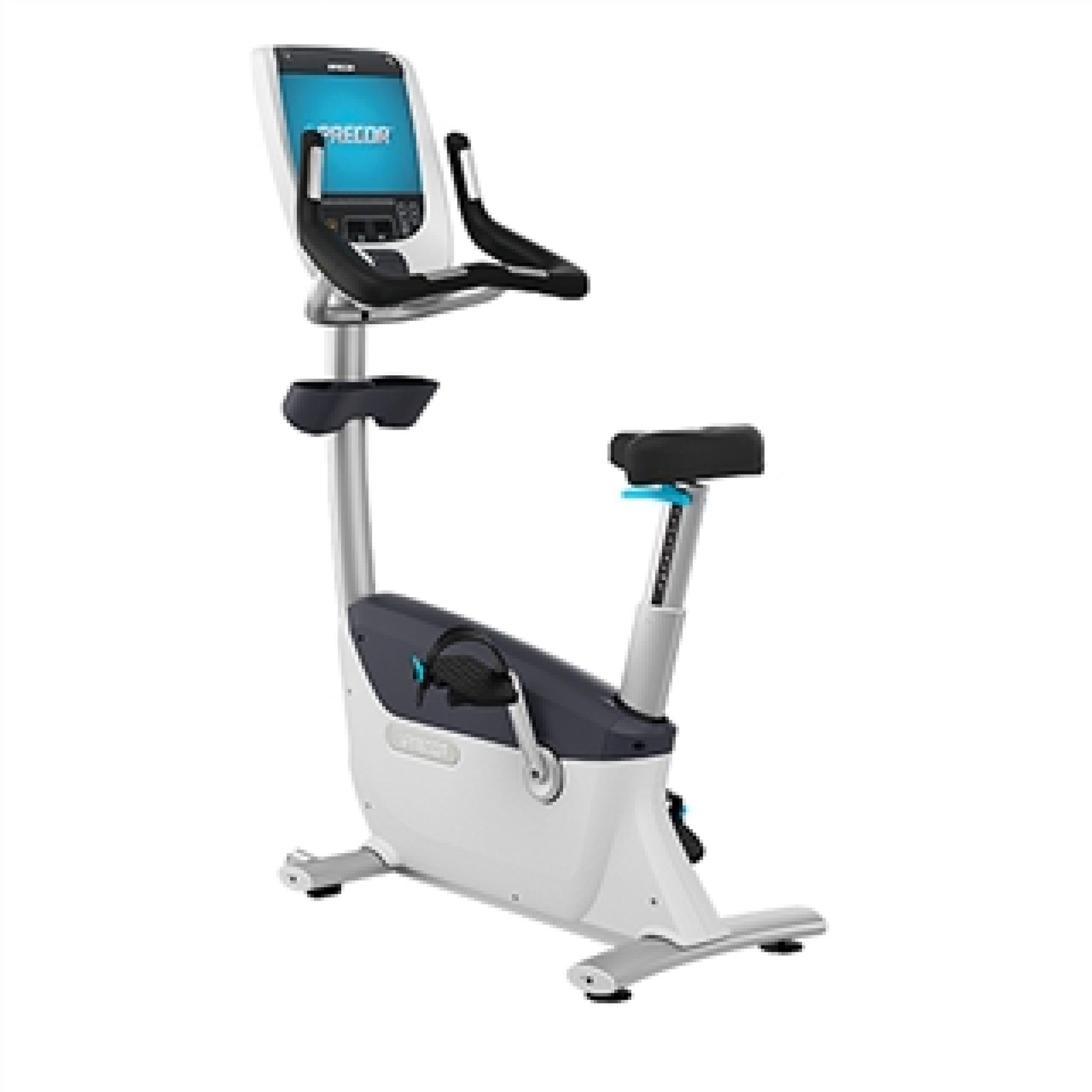 The left side view of the Precor UBK 885 Upright Bike With P80 Console