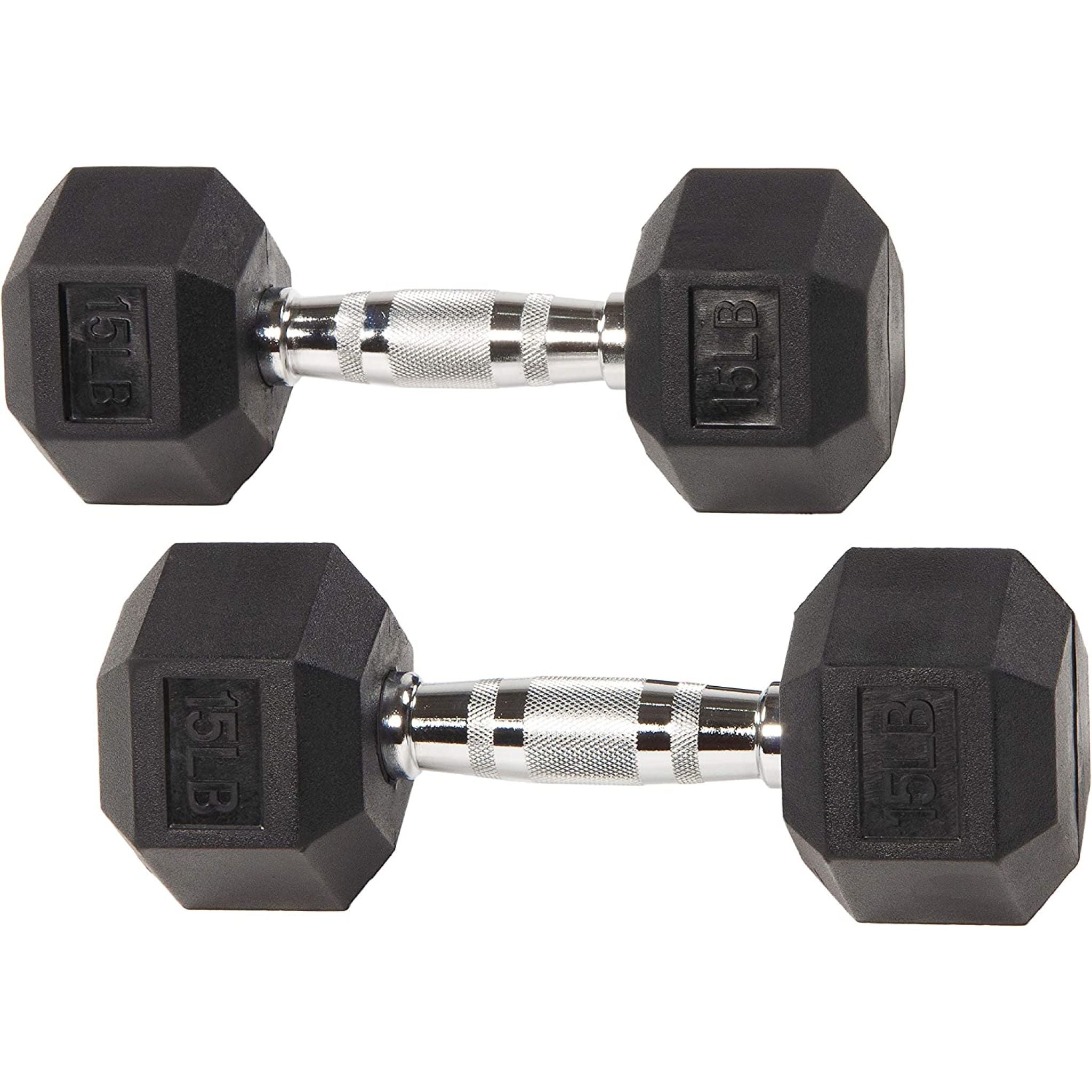 15Lb rubber hex dumbbells pair at Express Gym Supply