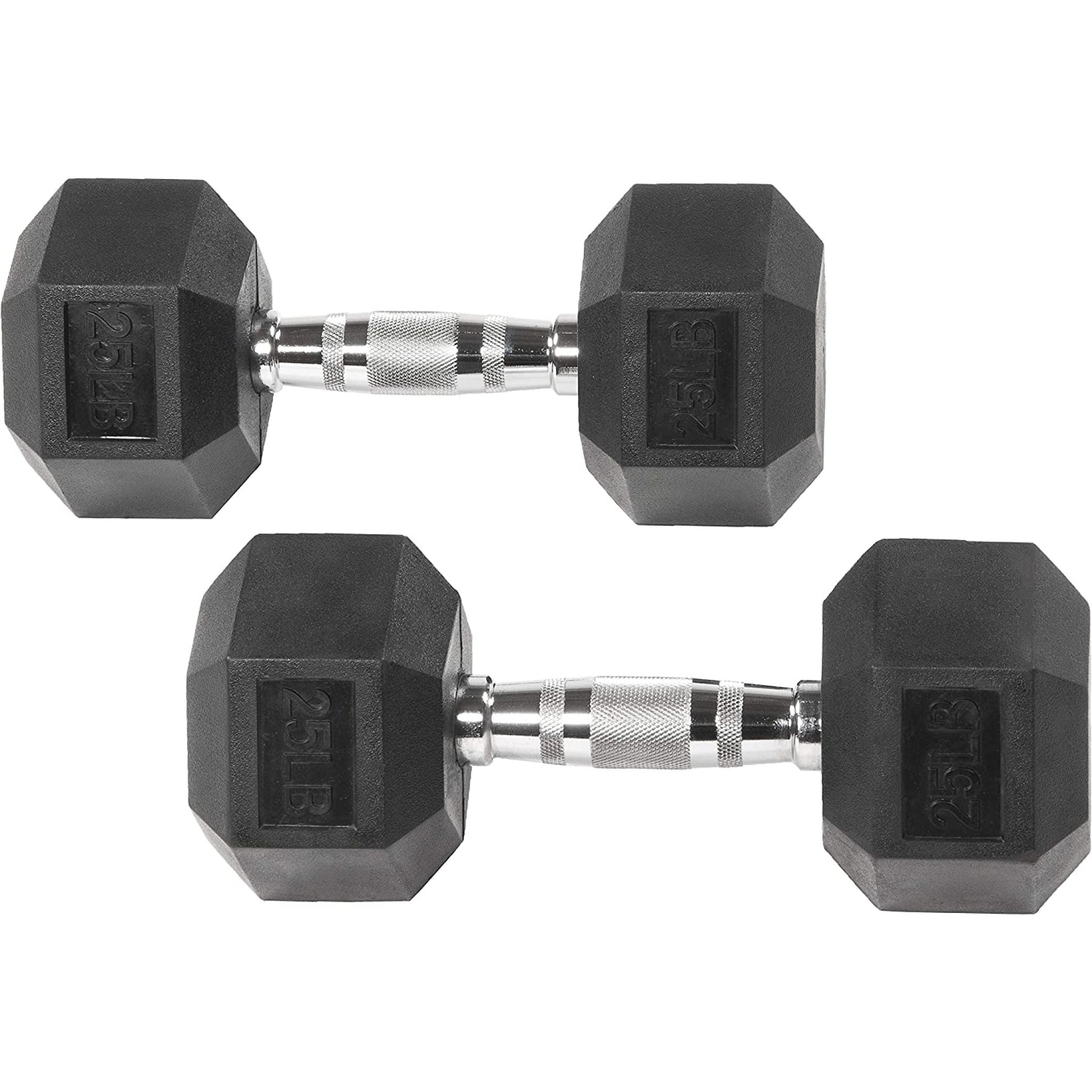 25Lb rubber hex dumbbells pair at Express Gym Supply