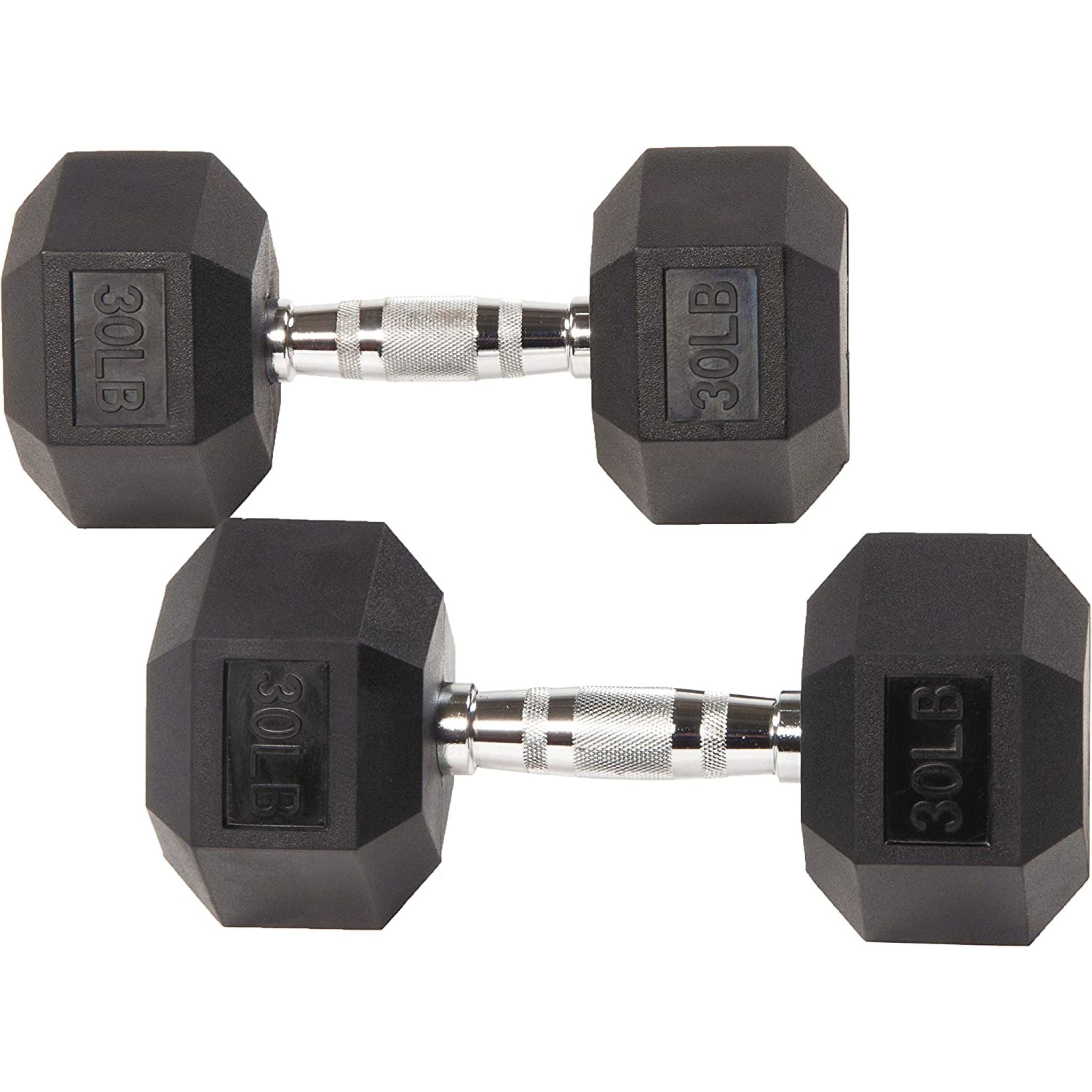 30Lb rubber hex dumbbells pair at Express Gym Supply