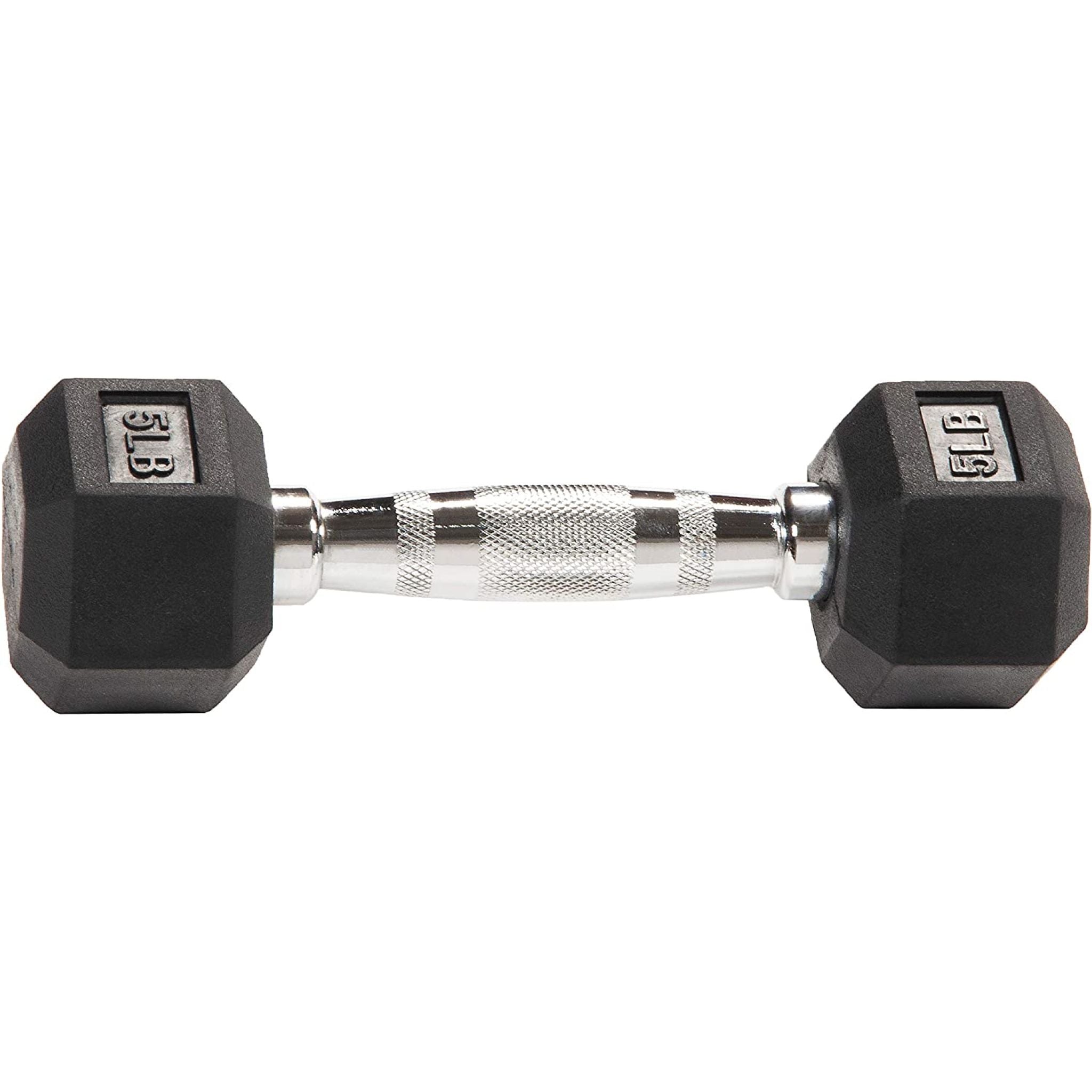 Single 5Lb rubber hex dumbbell at Express Gym Supply