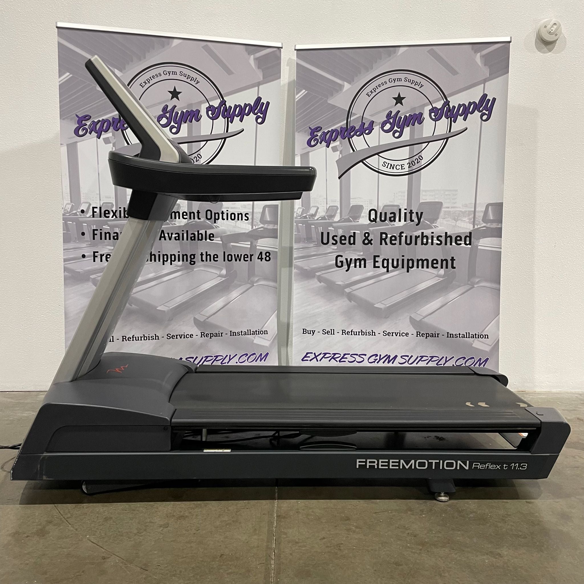 Lefthand view of the Freemotion Reflex t11.3 Treadmill in Warehouse