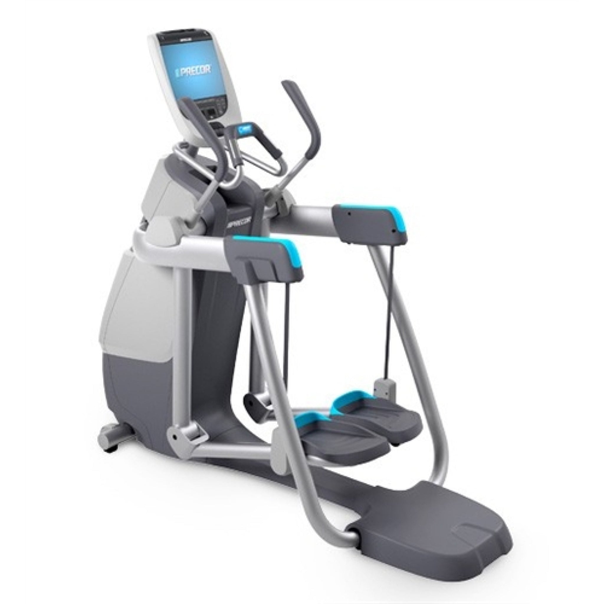 Front left view of the Precor AMT 885 Open Stride Elliptical
