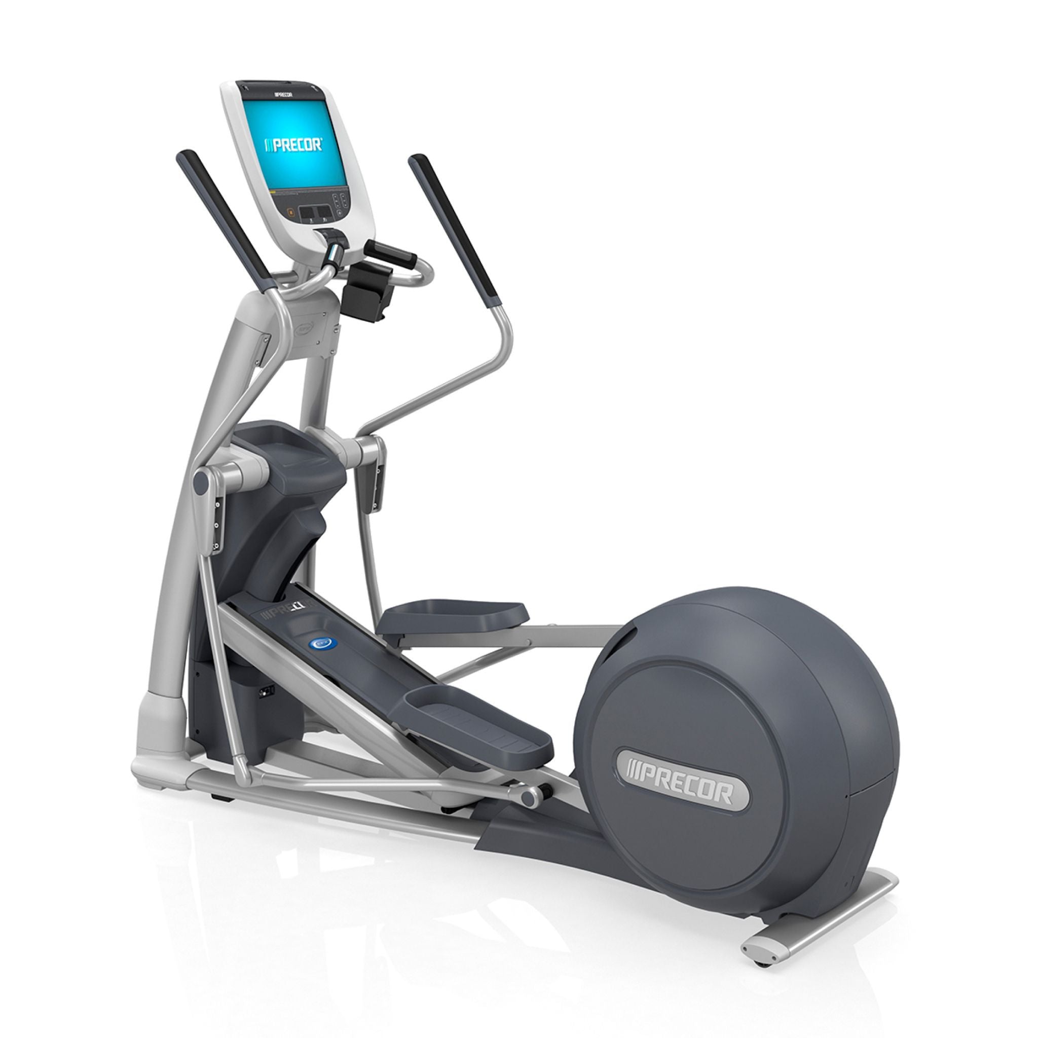 Front left view of the Precor EFX 885 Elliptical with p80 Console