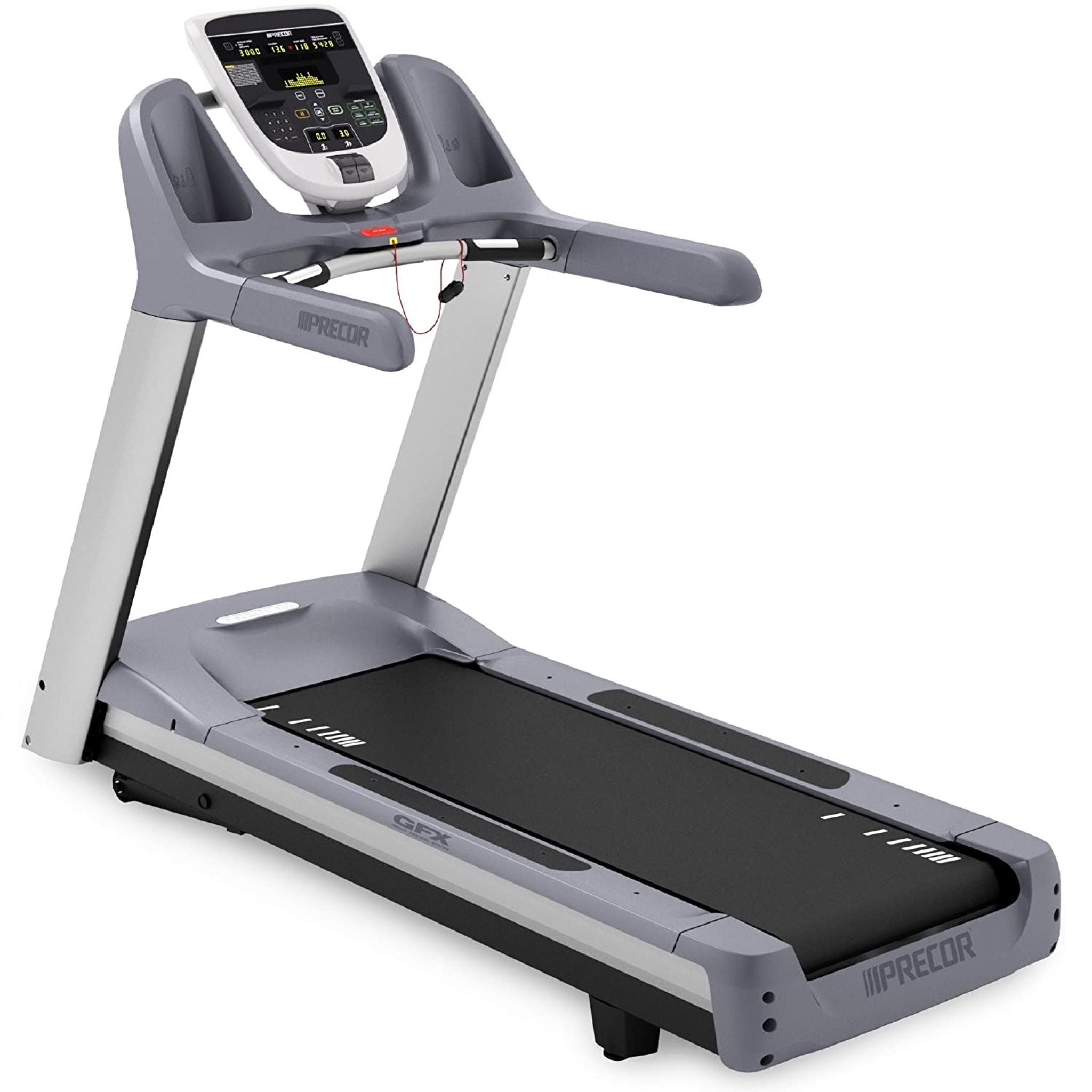 Front left view of the Precor TRM 833 Treadmill with P30 Console