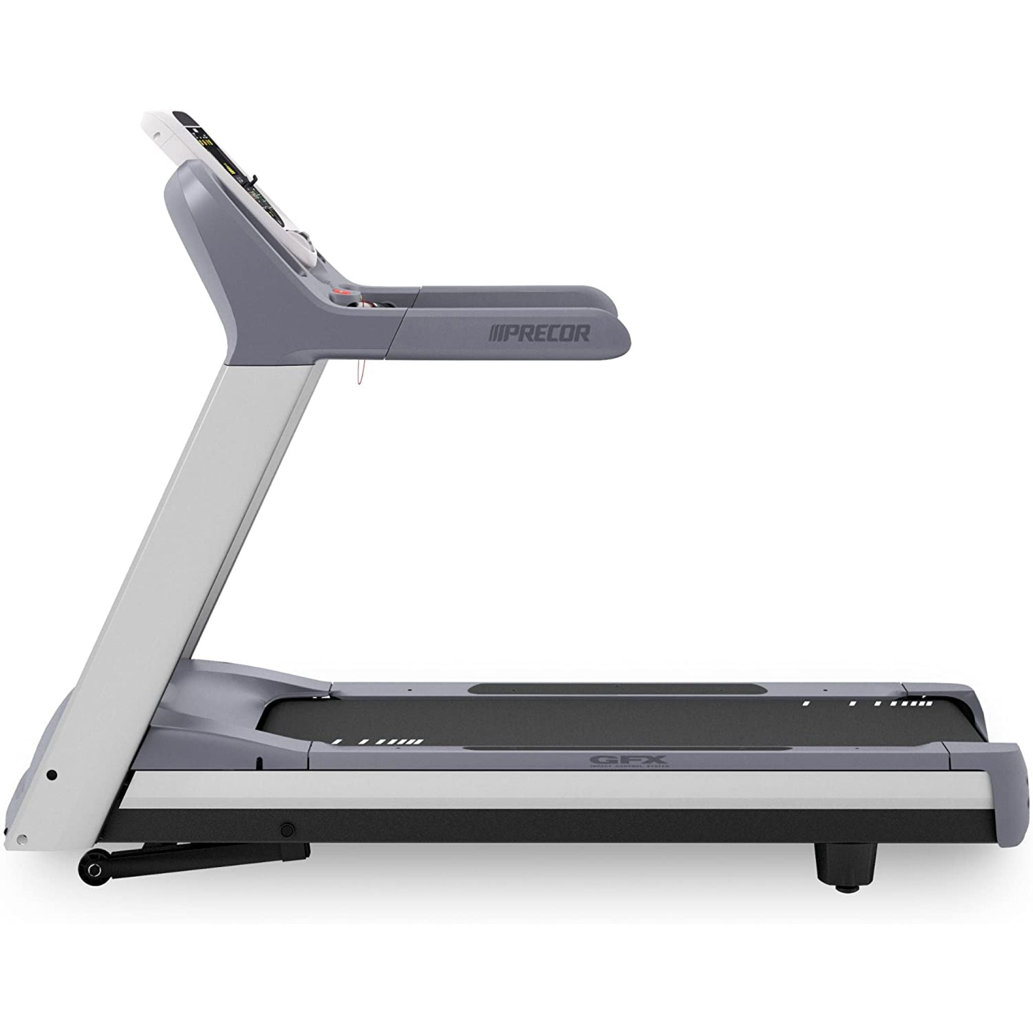 Lefthand view of the Precor TRM 833 Treadmill with P30 Console