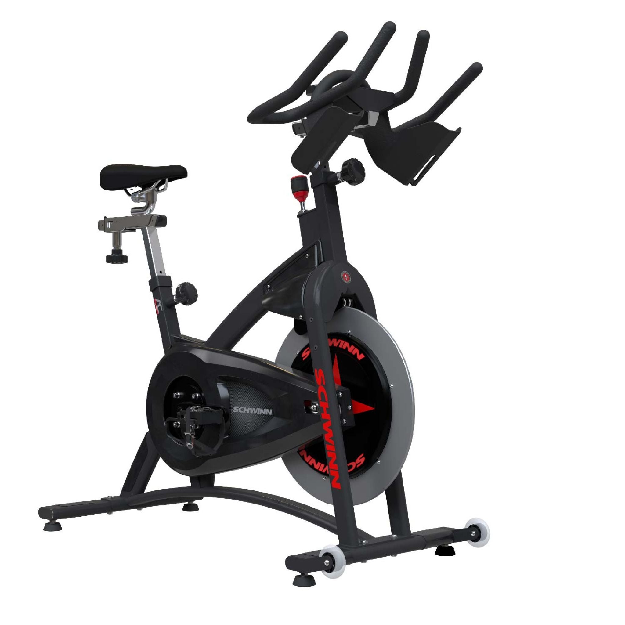 Front left view of the Schwinn A.C. Sport Indoor Cycle Trainer, Black