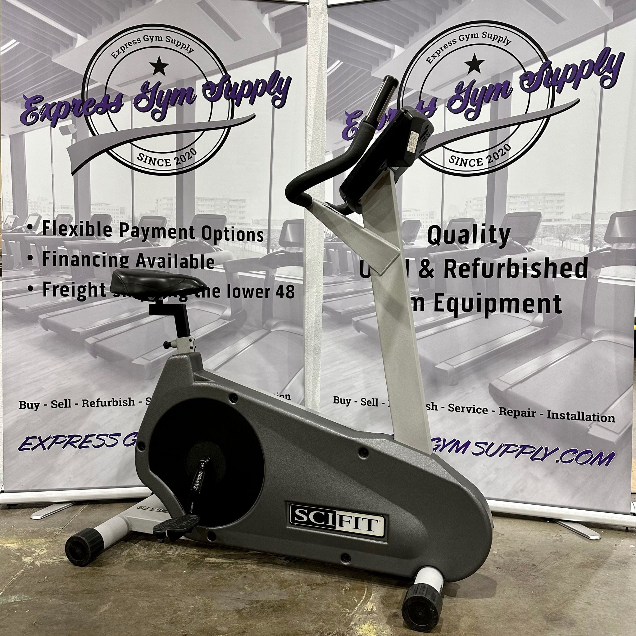 Righthand view of the SciFit ISO7000 Upright Bike in Warehouse