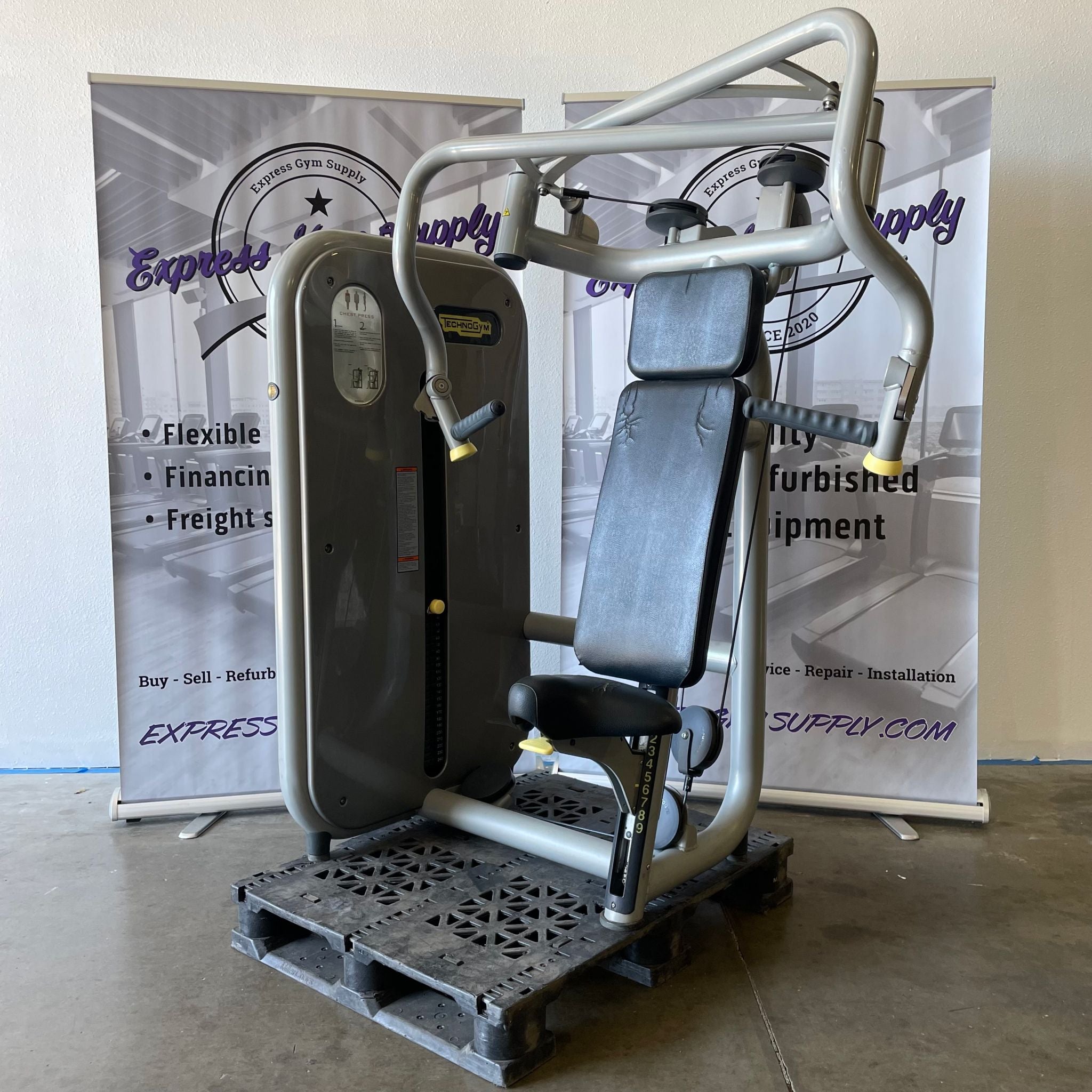 Front left view of the TechnoGym Element Chest Press in Warehouse